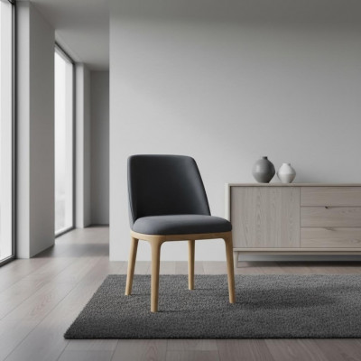 Designstull, Lehnstull, Polsterstill, Lounge Massivholz Textil Holz Sessel Nei