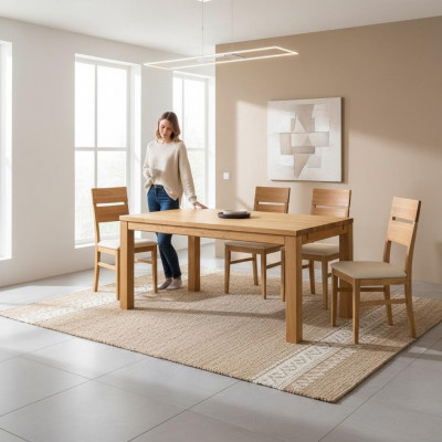 Dësch Iessen Dësch Massiv Miwwelen Iesszëmmer 200x100cm Echt Holz Vollholz Nei Dëscher