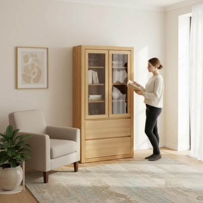 Vitrinn Vitrinnen Schaf Regal Holzschaf System Regaler Wunnzëmmer Glasvitrinn