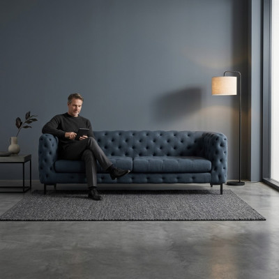 Groue Moderne 3-Sëtzer Chesterfield Wunnzëmmer Stilvoll Canapé