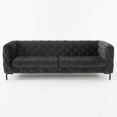 Designer schwaarzen dräisëtzer Chesterfield 3-er modern Couch