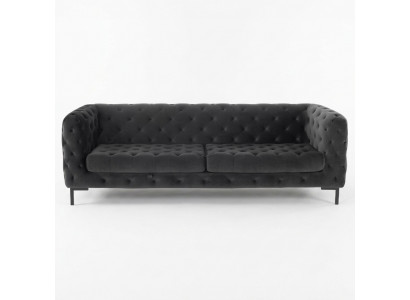 Designer schwaarzen dräisëtzer Chesterfield 3-er modern Couch