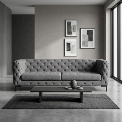 Gro Stull Chesterfield 3-Plaz Luxus Wunnzëmmer Canapé
