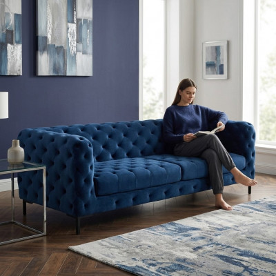 Stilvollen Bloen Chesterfield 3-Sëtzer Wunnzëmmer Luxus Couch