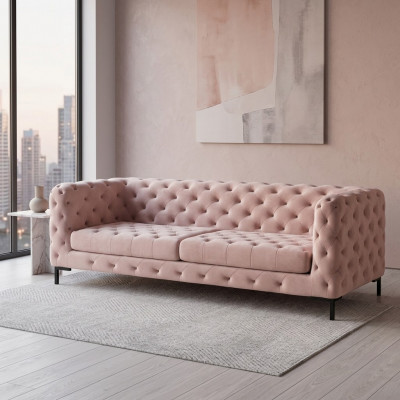 Chesterfield Sofa Canapé Polster Stoff Lieder Couchen Polstersaz 3 Sëtzer