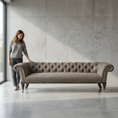 Chesterfield Sofa Canapé Polster Stoff Lieder Couchen Polster Garnitur 4-Sëtzer
