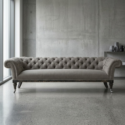 Chesterfield Sofa Canapé Polster Stoff Lieder Couchen Polster Garnitur 4-Sëtzer