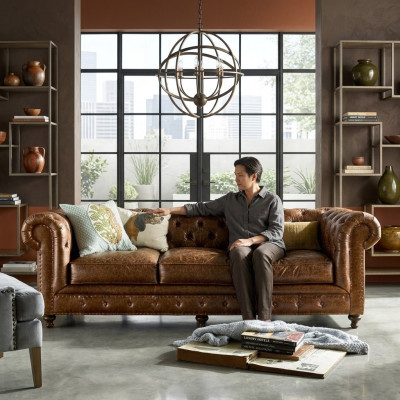 Designer Chesterfield brongen dräi-Sëtzer Luxus 3-Sëtzer Canapé