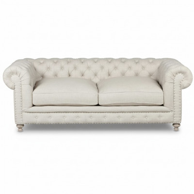 Wäiss Polster Chesterfield 3-Sëtzer Luxus Wunnzëmmer Sofa