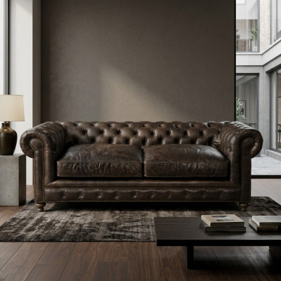 Modernen schwaarzen Chesterfield Dräisëtzer Living Sall Luxus Sofa