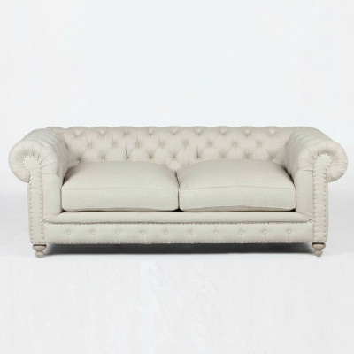 Wäissen Chesterfield Luxus Dräisëtzer Moderne 3er Wunnzëmmer Couch
