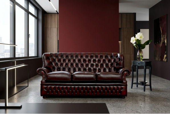 Brongen Chesterfield 3-Sëtzer am antike Stil Designer Stotzëmmer Couch
