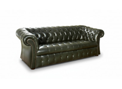 Grénge Chesterfield 3-Sëtzer Designer Luxus Dräisëtzer Couch