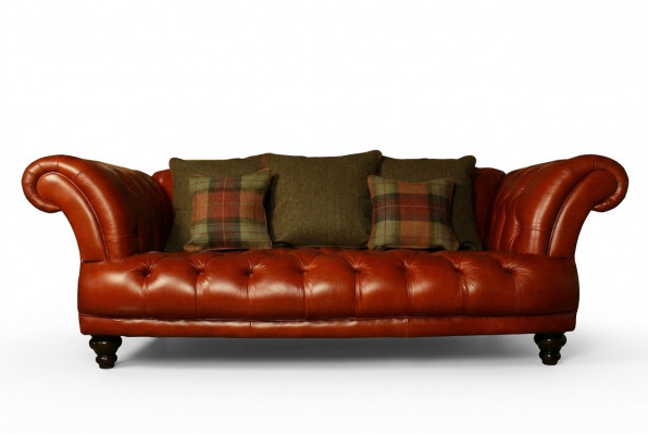 Brongt Lieder Chesterfield Sofa Couch Polster Stoff Couchen Garnitur 3-Sëtzer Nei