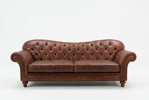 Luxe Chesterfield Stotssalon Couch Braun Sofa Sëtz Polster Textil Couchen Nei