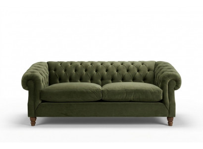 Gréng Chesterfield Dräisëtzer Designer Luxus Couch