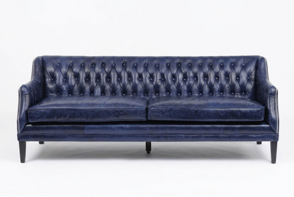 Blo Chesterfield Sofa Couch Polster Stoff Lieder Couchen Garnitur 4 Sëtzer nei