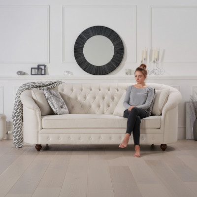 Beige Kinneks-Couch - Luxus Chesterfield Miwwelpolster Design Miwwelen