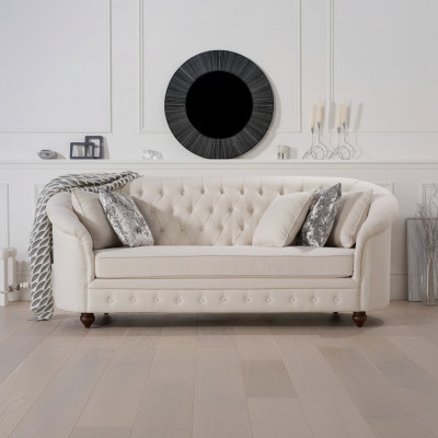 Beige Kinneks-Couch - Luxus Chesterfield Miwwelpolster Design Miwwelen
