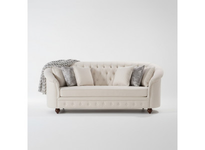 Beige Kinneks-Couch - Luxus Chesterfield Miwwelpolster Design Miwwelen