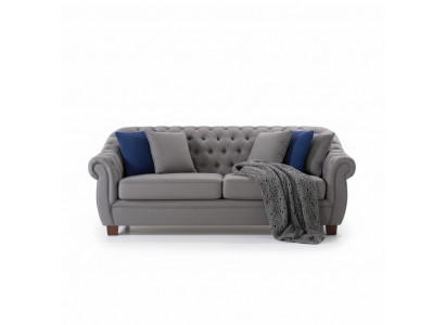 Chesterfield Stoff Polster Drësëtzeger Wunnzëmmer Couch Textil Design