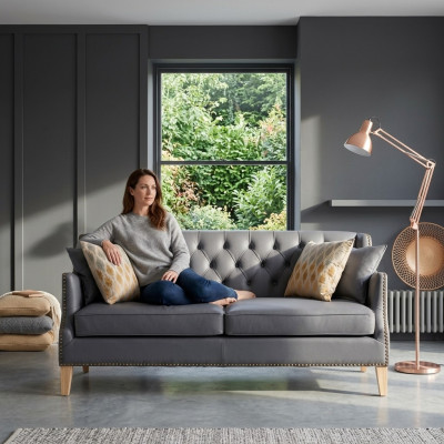 Couch Gro Chesterfield Büro Canapé Empfangs Sofa Lieder Textil Nei jvmoebel ®