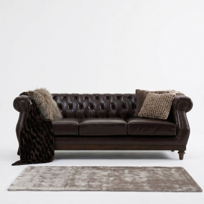 Chesterfield Designer Braun 3-Sëtz Luxus Wunnzëmmer Sofa
