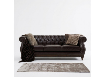 Chesterfield Designer Braun 3-Sëtz Luxus Wunnzëmmer Sofa