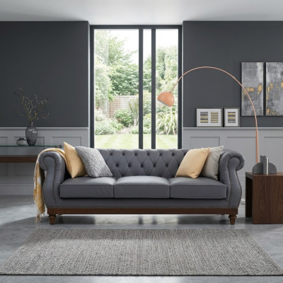 Chesterfield Sofa Canapé Polster Lieder Couchen Stoff Polster Garnitur