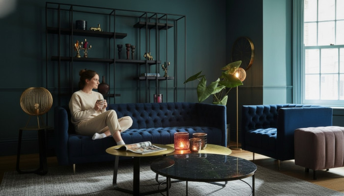 Chesterfield Sofa Canapé Polster Stoff Lieder Canapéen Polster Garnitur 4 Sëtzer