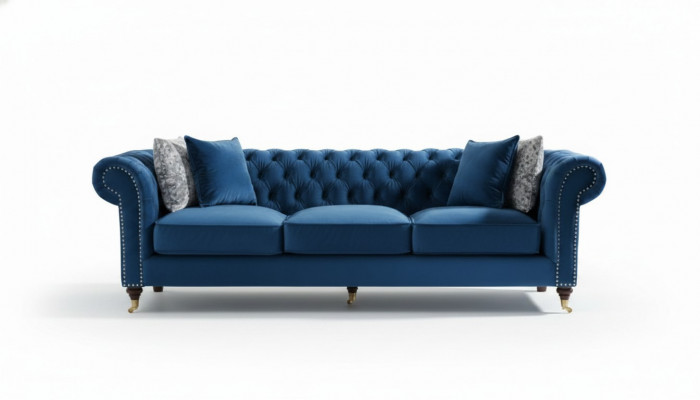 Blo Chesterfield Canapé Luxus Wunnzëmmer Canapé Stoffscofa