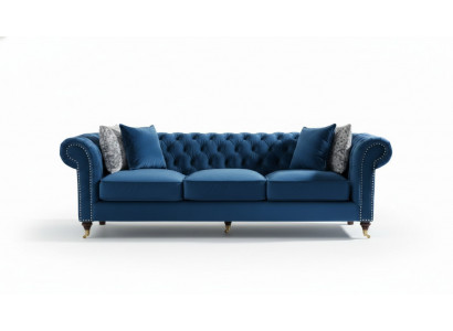 Blo Chesterfield Canapé Luxus Wunnzëmmer Canapé Stoffscofa