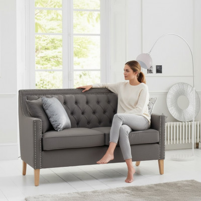 Chesterfield Sofa Couchen Polster Garnitur Couch Polster Stoff 2 Sëtz.
