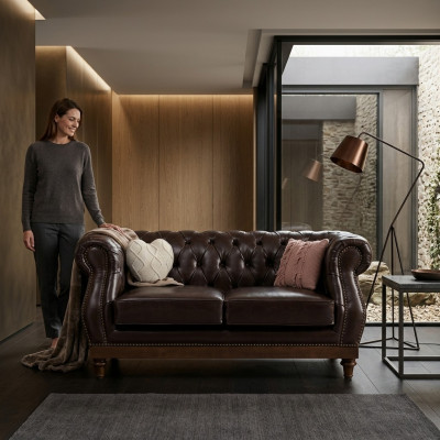 Lieder Chesterfield Männer Club Sofa Couch Polster Zweesëtzer Brong NEI jvmoebel®