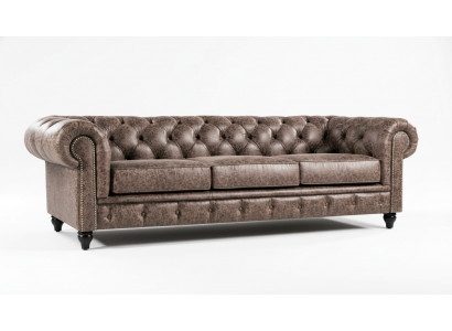 Härenclub Chesterfield Sofa Couch Lieder Polster Dräisëtzer Braun NEI