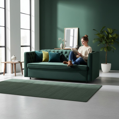 Amerikanesche Stil Chesterfield Sofa Canapé Lieder Polsteren Dräisëtzer Gréng