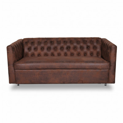 Amerikanesche Stil Chesterfield Sofa Couch Lieder Polster Braun Dräisëtzer