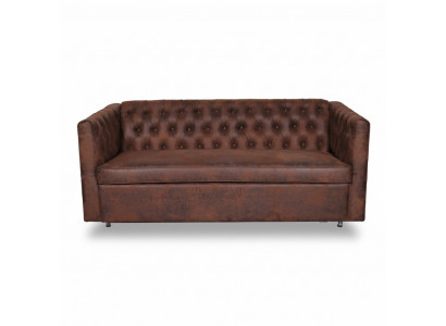 Amerikanesche Stil Chesterfield Sofa Couch Lieder Polster Braun Dräisëtzer