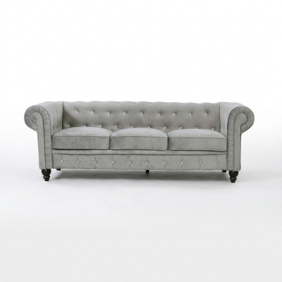 Gréi Chesterfield 3-er Luxus Wunnzëmmer Canapé Designer Sofa