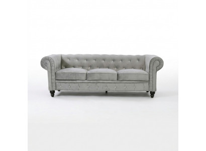 Gréi Chesterfield 3-er Luxus Wunnzëmmer Canapé Designer Sofa
