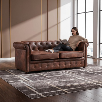 Luxuriéist Chesterfield-Sofa aus Kënschtlieder fir d'Wunnzëmmer