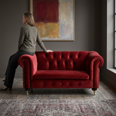 Roude Barock Sofa Couch - Chesterfield Stoff 2 Sëtzer Lieder Textil jvmoebel ® NEI