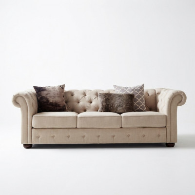 Landhausstil Miwwelen - Chesterfield Sofa Sëtz Garnitur 3+2 Set Stoff