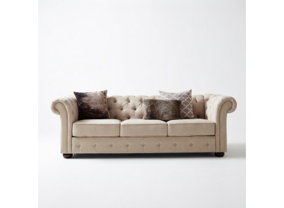 Landhausstil Miwwelen - Chesterfield Sofa Sëtz Garnitur 3+2 Set Stoff