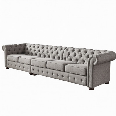 Chesterfield Wunnzëmmer Polstermébel Sofa Couch Fënnef Plazen Textil