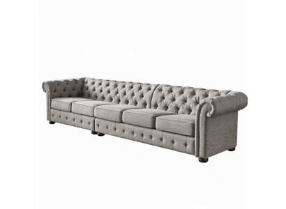 Chesterfield Wunnzëmmer Polstermébel Sofa Couch Fënnef Plazen Textil