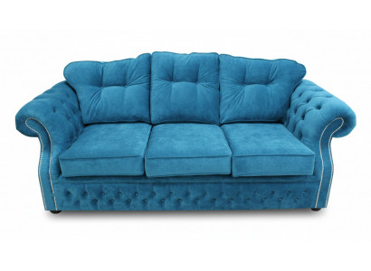 Blo Chesterfield Stoffpolster Dräisëtz-Stoffcouch Wunnzëmmer Design