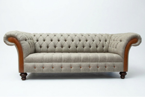 Chesterfield 3-Sëtzer Klassesch Luxus Barock Rokoko Couch Sofa Textil Couch