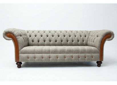 Chesterfield 3-Sëtzer Klassesch Luxus Barock Rokoko Couch Sofa Textil Couch