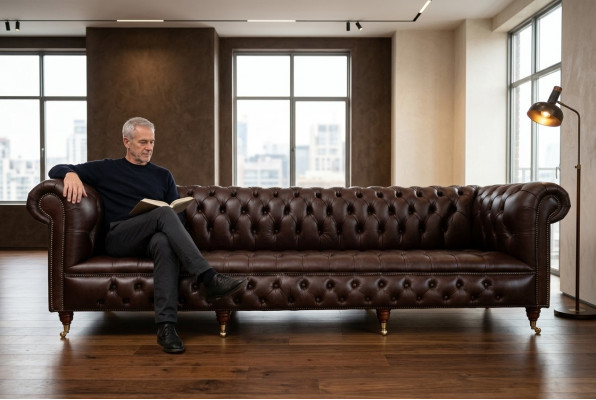 Brongt Chesterfield 4-Sëtzer Klassesch Luxus Barock Rokoko Sofa
